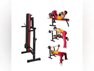 Adjustable Portable Folding Weight Bench Barbell W/ Dip Station Lifting Chest Press
