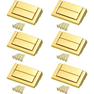 6pcs 0.9" x 1.5" Toggle Catch Lock, Mini Hasp Lock Latch Clasp with Mounting Screws, Bright Gold for Jewelry Box Gift Box and Wooden Cabinet