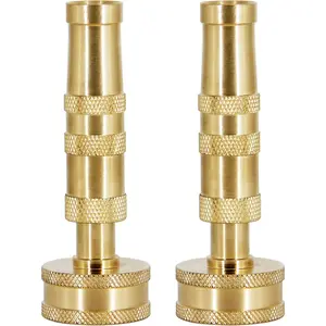 Brass Hose Nozzle, Heavy-Duty Brass Adjustable Twist Hose Nozzle, 2 Pack (3.5")