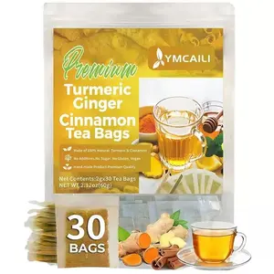 Premium Turmeric Ginger Cinnamon Tea Bags 30/60/120 Eco-Friendly Sugar-Free Caffeine-Free Vegan Loose Leaf Tea Anti-Inflammatory Natural Flavor Vegan antiinflamma tea, looseleaf tea Beverageanti in flama tea ginger caffeine free
