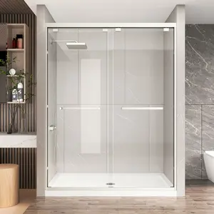 KPUY Glass Shower Door, Adjustable 43–66", Semi-Frameless, Anti-Water Spot Coating Bathroom Door Door Entrance