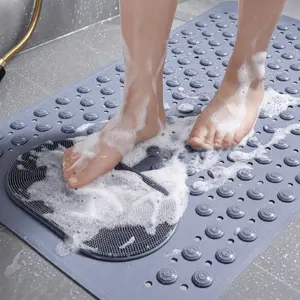 Non-slip Bathtub Mat, Anti Slip Shower Mat with Massage Nodes, Quick Drain Holes & Strong Suction Cups, Waterproof Comfort Foot Massage Bath Rug for Bathroom Home Use