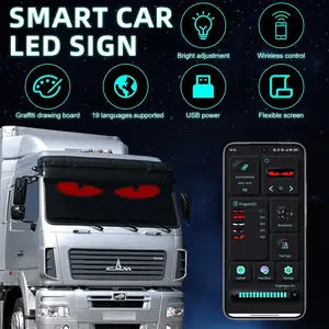 2PCS Devil Eyes Lights 19.37 x 4.33, Scrolling Huge Bright Advertising Light Signs for Car Back Window, Dynamic Personalized Big Eye Lights for Truck Windshield with Remote and APP Control