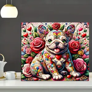 French Bulldog Pattern DIY Diamond Art Colorful Painting Kit without Frame, DIY 5D Diamond Art Painting Kit, Wall Art Decor for Home Living Room Bedroom, Animals