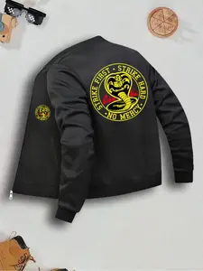"cobra Kai" Print Women's Jacket Workwear, Zipper Jacket, Comfortable Fabric, Casual Style, Long Sleeve, Fall & Winter