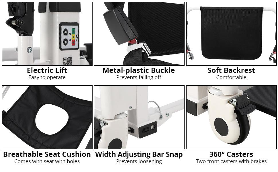 GARVEE Hoyer Lifts for Home Use, Electric Patient Lift Transfer Chair,Hydraulic Patient Lift Transfer Chair, Bathroom Wheelchair with 180° Split Seat and Potty, Portable Elderly Lift