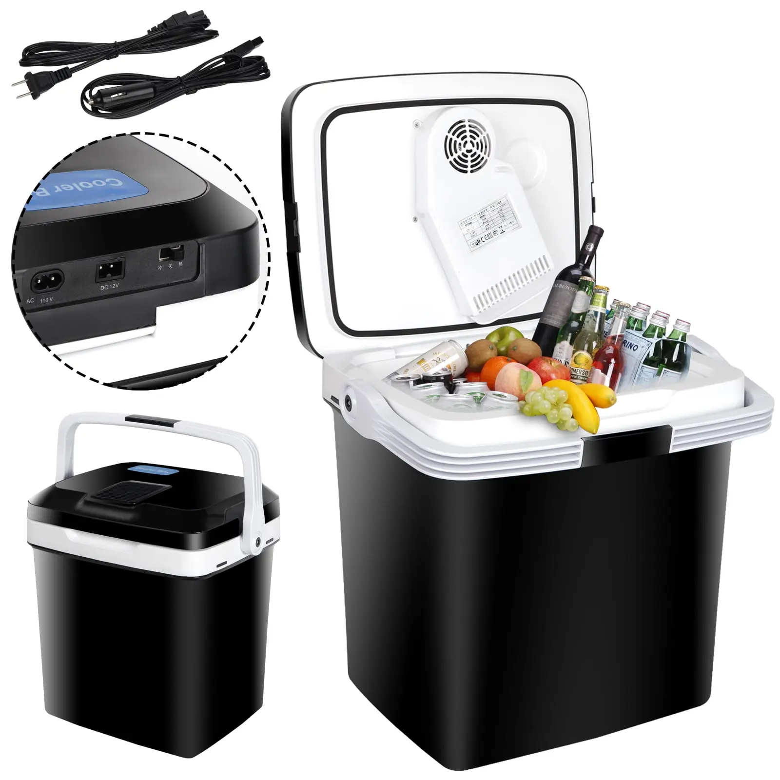 SEGAWE 26L Compact Thermoelectric Cooler - 28Qt A++ Energy Efficiency Ice Retention Ice Box, Black Mini Fridge for Camping, ATV Compatibility
