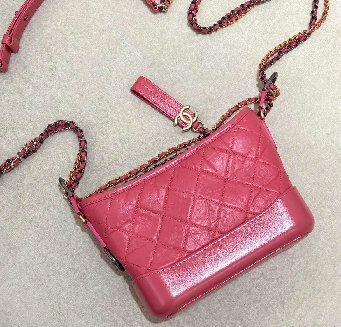 Pre-owned CHANEL Small Gabrielle Bag Pink 29 Series Stamp 2604215