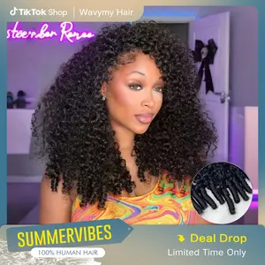 [Burmese Curly Half Wig] Wavymy Raw Burmese Curly Human Hair Wear Go Wig InvisiFit Strap Glueless Wig for Beginners No Lace Reusable Human Hair for 3 Hairstyles outdoorfun