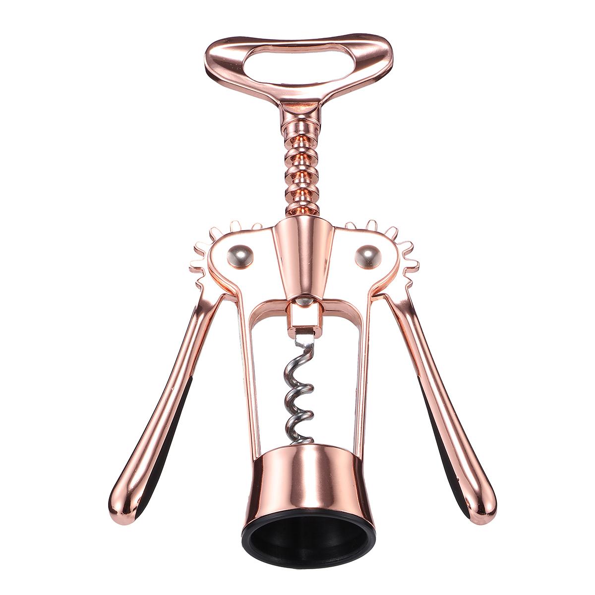 Wing Corkscrew Bottle Opener Godmorn Rose Gold Beer Opener with Wine Pourer, All-in-one Stainless Steel Winged Corkscrew Used in Kitchen Chateau Restaurant Bars