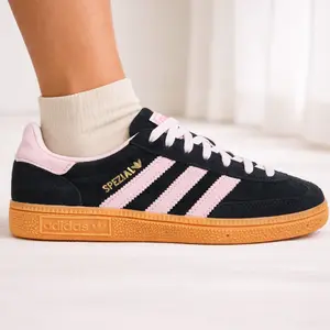 Adidas Originals Women's Black/Pink Handball Spezial Sneakers, IE5897