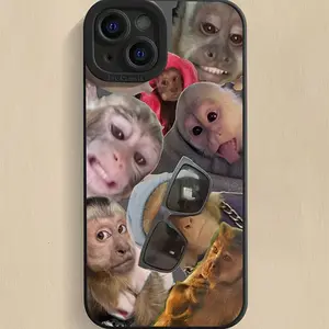 Cute Monkey Pattern Phone Case, Shockproof Phone Protective Cover, Phone Accessory Compatible with iPhone 16 15 14 13 12 11 Plus Pro Max, Casing