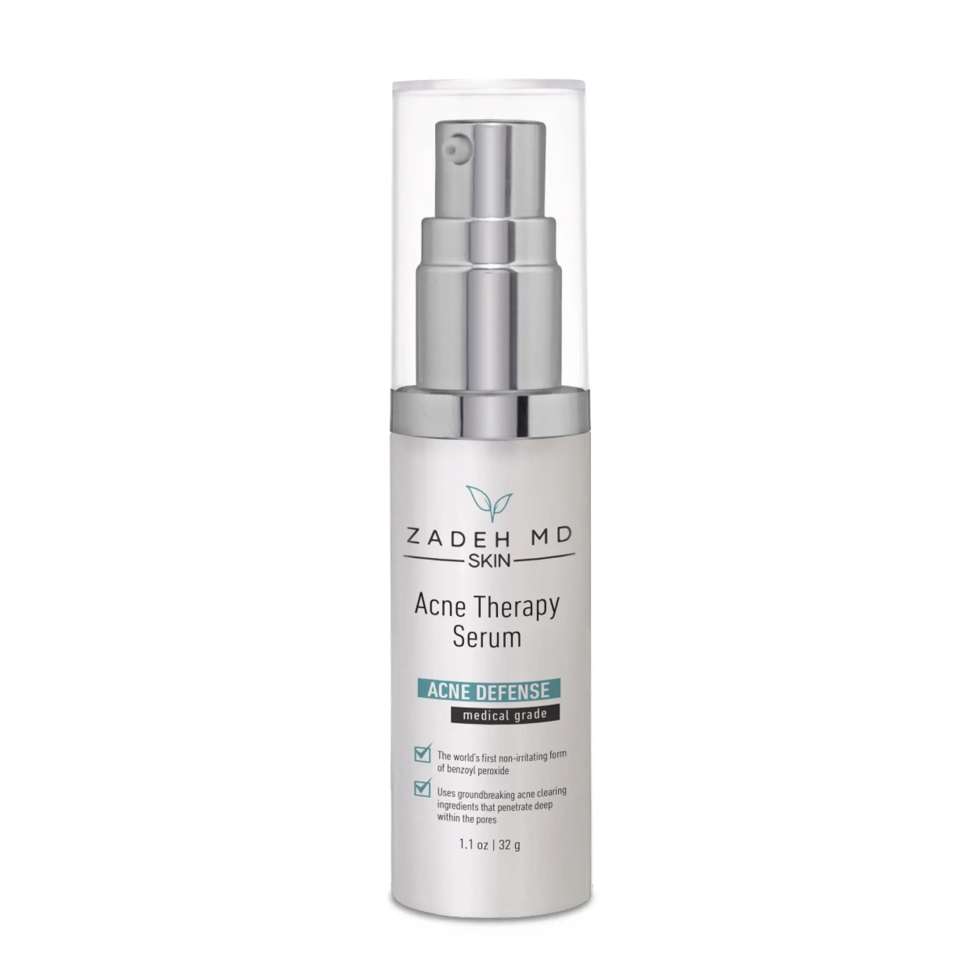 Zadeh MD Skin Acne Defense Medical Grade Acne Therapy Serum with Micronized Benzoyl Peroxide 5% & Glycolic Acid 5% for Daily Exfoliation and Acne Clearing
