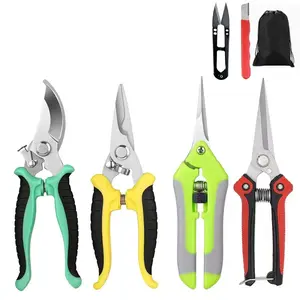 6-piece Set Of Heavy-duty Gardening Pruning Tools, Stainless Steel Blade Scissors/pruning Pliers/bypass Trimmer, Two Handed Handheld Scissors, Ergonomic Handle, Suitable For Lawn, Tree, And Garden Care