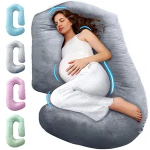 Maternity Supplies Full Body Pregnancy Pillow for Pregnant Moms & Mummies, 57-Inch Plain Polyester Cotton Prenatal Pillow with Removable Washable Cover, Back, Belly, Neck, Legs Support (V, C, U Shaped)