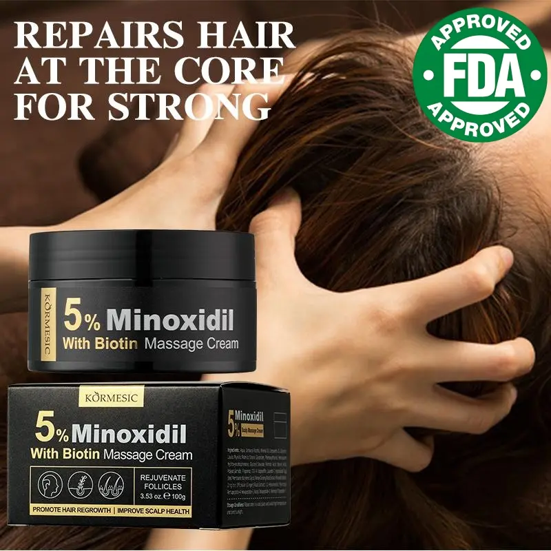 KORMESIC 5% Minoxidil Hair Growth Cream: Fast-Acting Scalp Massage Treatment – Stimulates Follicles, Reduces Shedding | Clinically Proven Hair Regrowth for Men & Women