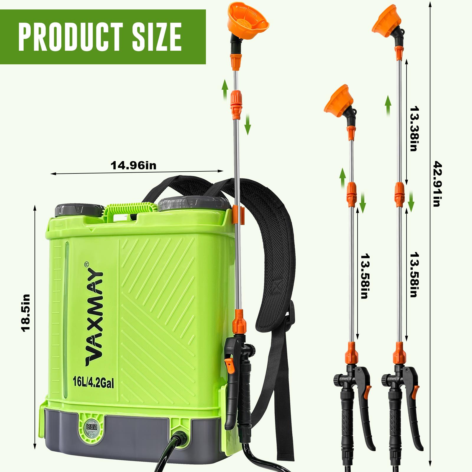 【FathersDayGift】VAXMAY Battery Powered Backpack Sprayer 4 Gallon 100 PSI Electric Garden Sprayer Works with Makita 18V Battery 5 Nozzles Telescopic Wand Included 2.6 Ah Battery & Charger Included, 100 Psi Pressure,father'sdaygifts 【FathersDayGift】VAXMAY Battery Powered Backpack Sprayer 4 Gallon 100 PSI Electric Garden Sprayer Works with Makita 18V Battery 5 Nozzles Telescopic Wand Included 2.6 Ah Battery & Charger Included, 100 Psi Pressure,father'sdaygifts