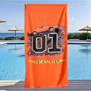Vintage Muscle Car Theme Beach Towel, Quick-Dry Ultra-Soft Polyester Fiber, Multi-Purpose Yoga Travel Swimming Camping, Large Size, Quick Drying Towel