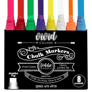 8CT JUMBO CHALK MARKERS (15MM TIP) | WINDOW MARKERS - VIVID COLORS