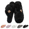 GOEWY Women's Cozy Fur Open-Toe Slippers - Braid Cross Band, Slip-On with Memory Foam, Polyester Fiber Upper, Rubber Sole, All Seasons Shoes for Women - Cute Girly Mom Birthday Gift