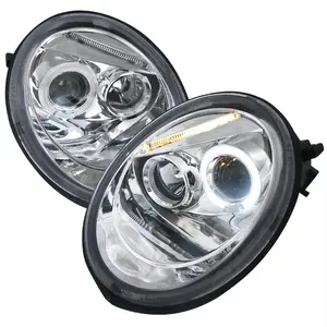 1998-2005 Beetle Halo Projector Headlight Assemblies (Chrome Housing/Clear Lens)