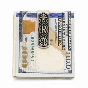 Personalized Cow Tag Money Clip , Handmade Western Money Holder with Copper Initial, Hand Engraved Custom Gift