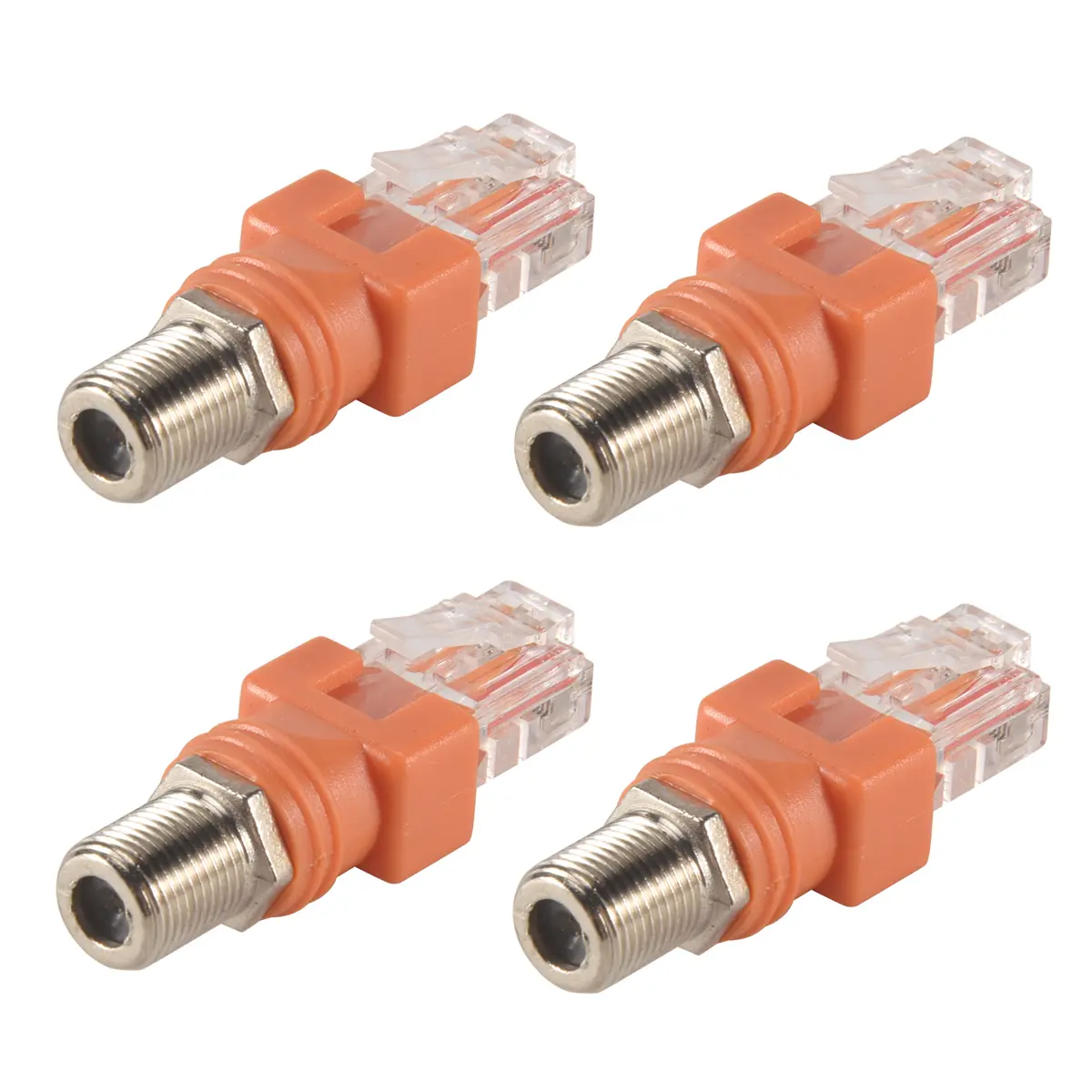 4 Pack Coax-Ethernet Adapter, Metal F Head-RJ45 Female-to-Male 12-Pin Connector Plug, Easy-Connect Household Appliance Accessory for Network Testers & Other Test Equipment, Easy Connection