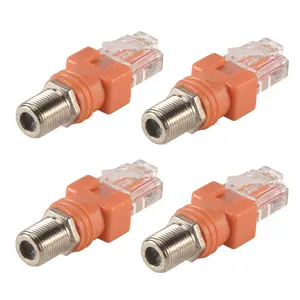 Coaxial to Ethernet Adapter, 4 Pack Coax RF F Female to RJ45 Male Converter for Line Tester