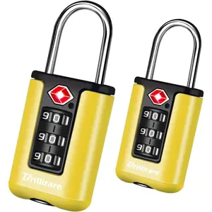 2 Pack TSA Approved Luggage Locks, Combination Travel Padlock, 3-Digit Waterproof Lock, TSA Outdoor Keyless Resettable Lock for Lockers, Bags, Backpack, Gym, Gate-Yellow
