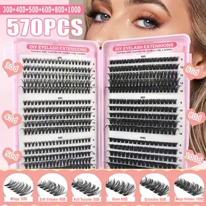 DIY Lash Clusters Kit – Soft, fluffy, long-lasting lashes with glue remover and tweezers for beginners; easy at-home application – eyelash set