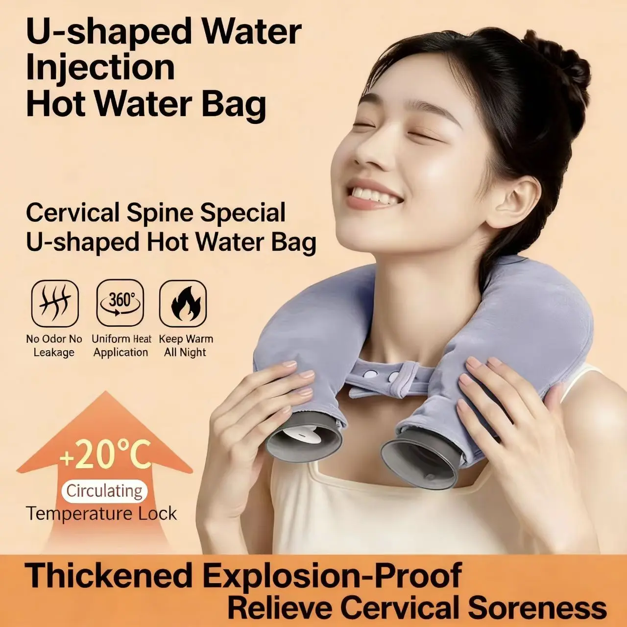 U-Shaped Hot Water Bottle Neck Wrap - New Winter Relief for Neck and Shoulders