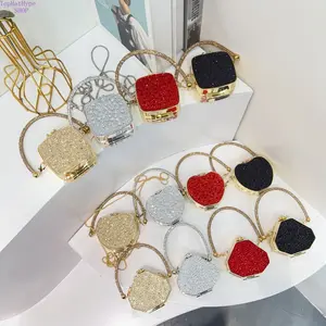 2026 Summer Bling Mini  Clutch Purse, Rhinestone Hard Shell Box Bag with Crystal Handle, Women & Kids Cute Sparkling Crossbody Coin Bag for Party & Daily Use