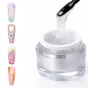 NEW Nail Rhinestone Glue Gel 15ML Super Strong Adhesive for 3D Stones Charms Flowers Nail Art Decorations Clear Top Coat Gem Glue Wipe Off