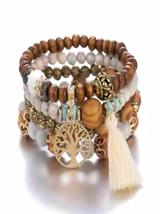 Boho Tree of Life Beaded Bangles Bracelets Set for Women - Multilayer Stackable Bohemian Jewelry with Tassel, Perfect for Black Girl Style & Festival Fashion