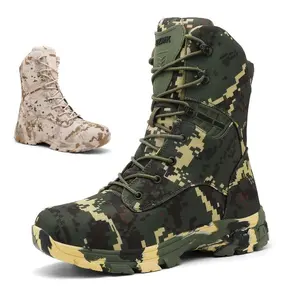 Men's Outdoor Hiking Boots, Durable Anti-Slip Long Lace-Up High-Top Shoes for Trekking and Walking, Canvas Upper, Rubber Sole, Mountain Boots