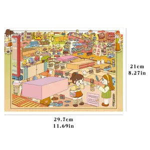 Advanced Craft Scene Stickers, 3D Miniature Scene Stickers, DIY Handmade Journal Stickers, Self Adhesive Stickers, Stress Relief, Puzzle Toy, No Cutting Needed