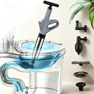 Heavy Duty Toilet Plunger for Bathroom, Air Drain Blaster with Real-Time Pressure, High Pressure Plunger for Plumbing Blockages, Reusable Sink Plunger for Heavy Clogs, Toilet Auger for Bathroom Clogs