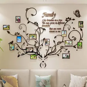 Family Tree Wall Decor for Living Room, 3D Removable Picture Frame Collage DIY  Stickers with   and Quote Family Like Branches on a Tree