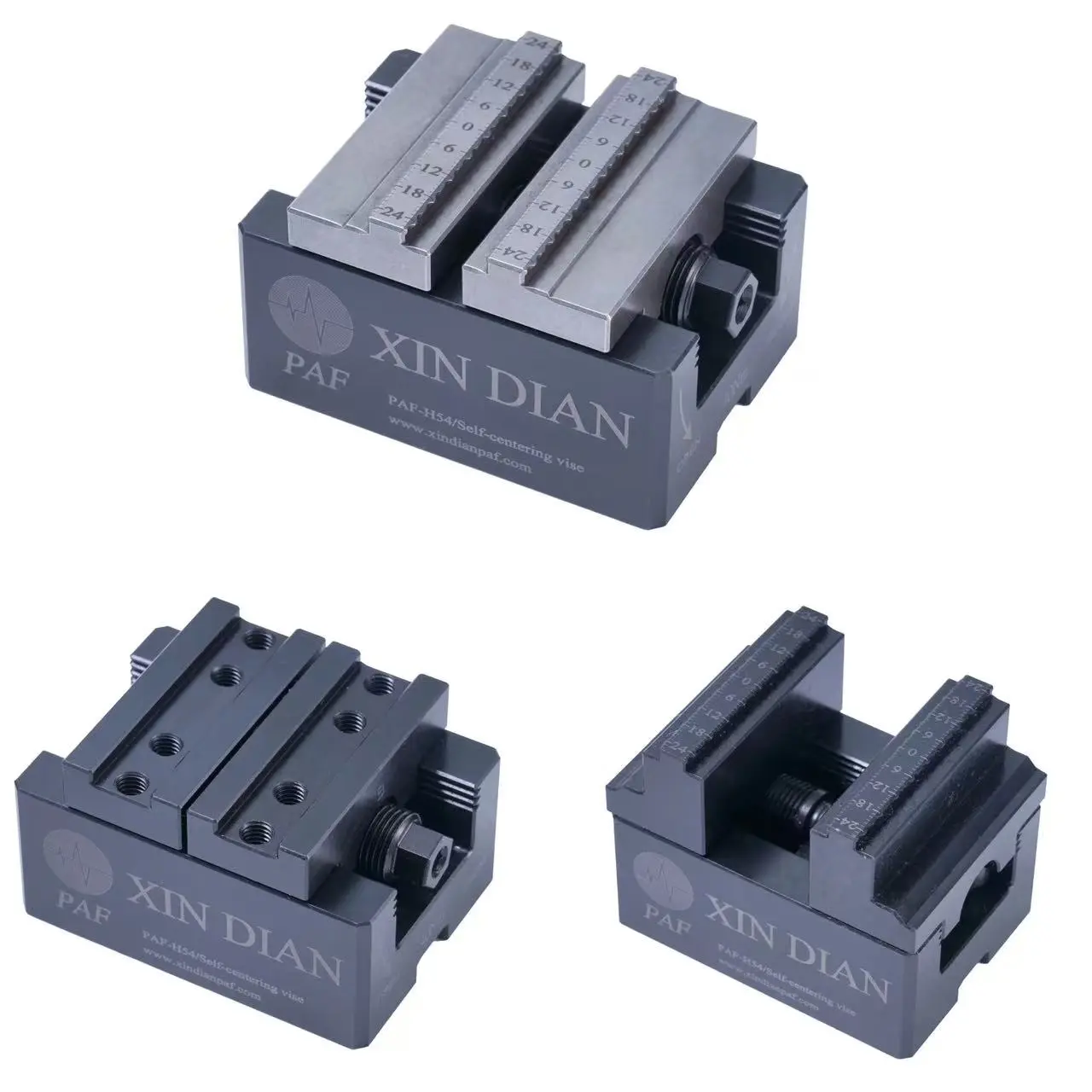 XIN DIAN H54 High Precision Self-Centering Vise, 0.03 mm Accuracy, Extended Serrated Jaws, High Serrated Jaws, Compatible with EROWA & SYSTEM 3R Reference Positioning for Soft Materials