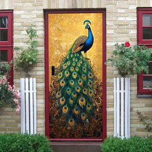 2pcs   Luxury Peacock Wall Stickers for Living Room Bedroom Decor Self Adhesive Removable Peacock Feather Pattern Southeast Asian Style Home Decoration Wall Art Waterproof Durable Eco Friendly Material