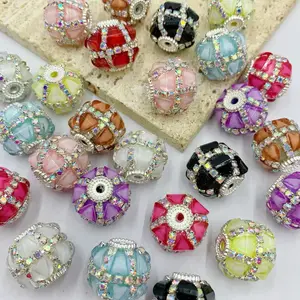 15pcs/30pcs 16mm Shiny high-quality fashion random color Rhinestone Beads, Round Loose Charms, perfect for DIY jewelry, mobile phone pendants, beadable pens,accessories, keychains and handicrafts, DIY Crafts, and Christmas Ornaments