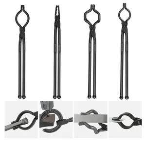 fathersdaygift VEVOR Blacksmith Tongs, 18 4 PCS, V-Bit Bolt Tongs, Wolf Jaw Tongs, Z V-Bit Tongs and Gripping Tongs, Carbon Steel Forge Tongs with A3 Steel Rivets, for Beginner and Seasoned Blacksmiths, Bladesmiths