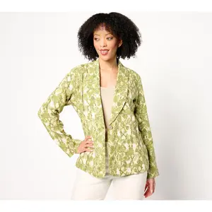 Susan Graver PURE  Printed Gauze Relaxed Shawl Collar Jacket
