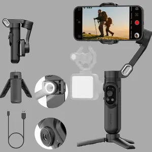AOCHUAN Smart X | 3-Axis Smartphone Gimbal | AI Facial Tracking | 1/4" Thread Mount | Stack Lights & Mics | Expandable Ecosystem | iPhone & Android Compatible | Portable Foldable | Built-in Extendable Rod | Ultimate Vlogging Kit!