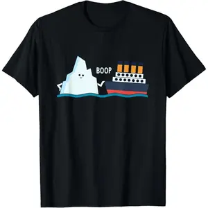 Titanic Funny Titanic and Iceberg Boop Parody for Boys Girls T-Shirt 100% Cotton