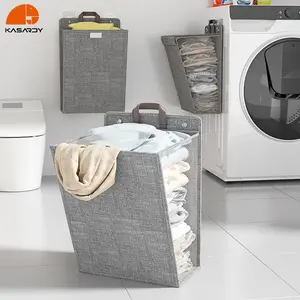 KASARDY Large Volume Laundry Basket, Hanging Laundry Bag with Padded Handles, Collapsible Laundry Basket Easy Storage With Zipper For Bathroom, Wardrobe, Dormitory Organiser, Fall and Winter Essentials