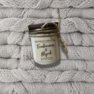 FRANKINCENSE & MYRRH Soy Candle in 8 oz. Glass Jar Unique Gift