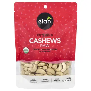 Elan Organic Cashews, Raw, 6.5 oz (185 g)