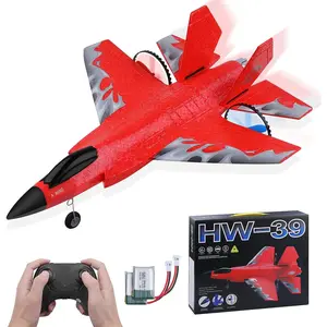 RC Plane 2CH RC Airplane Toys HW39 Fighter 2.4GHz Remote Control Plane RC Airplane RTF Ready to Fly for Beginner, Kids and Adults F35 Aeroplane with Night Lights USB Charging (Red)