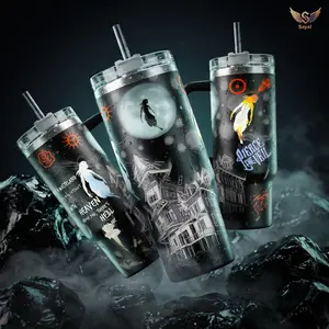 Pierce the Veil Collidre With The Sky Album Hell Above 40 oz Vacuum Insulated Tumbler with Handle Straw Graphic Keeps Drinks Hot/Cold 12H+ 18/8 Stainless Steel Travel Mug Emo Fans Alternative Music Lovers Dark Aesthetic Merch Gift